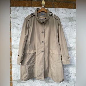 Jane Post Italian Fabric Raincoat 3X | Tan Taupe Hooded Trench | Gorpcore